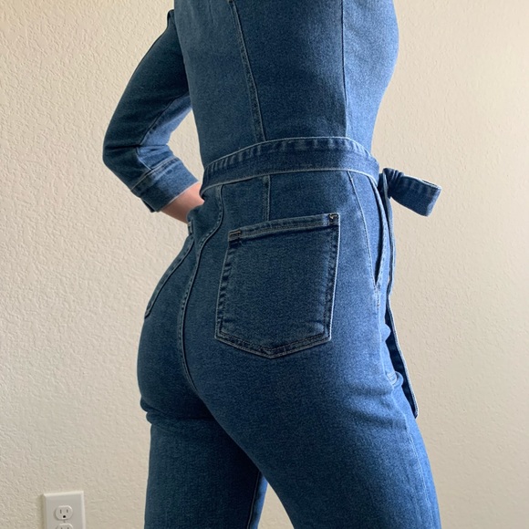 7 for all Mankind vintage cropped denim jumpsuit - Picture 12 of 15